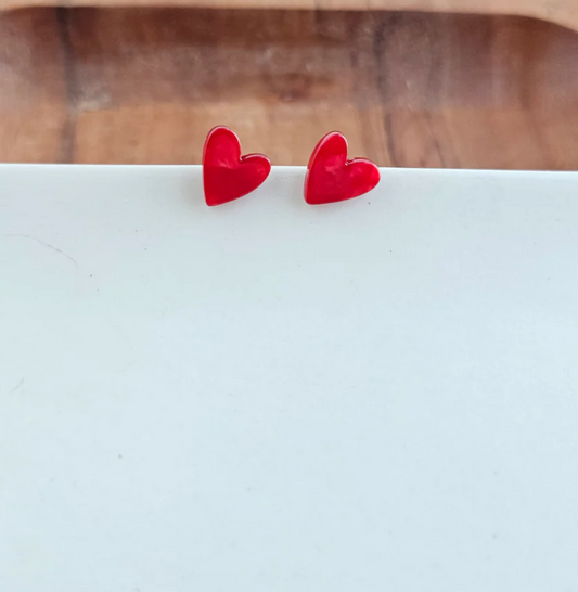 Hand Drawn Heart Studs - Red MadreForte LLC