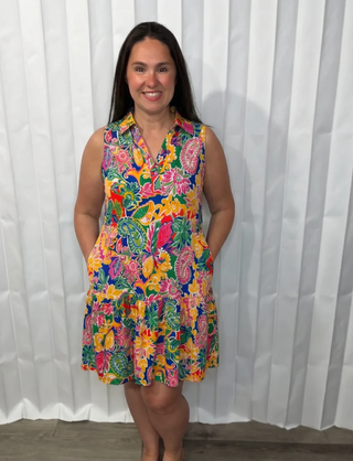 Coral Sands Collared Tank Dress in Floral Paisley