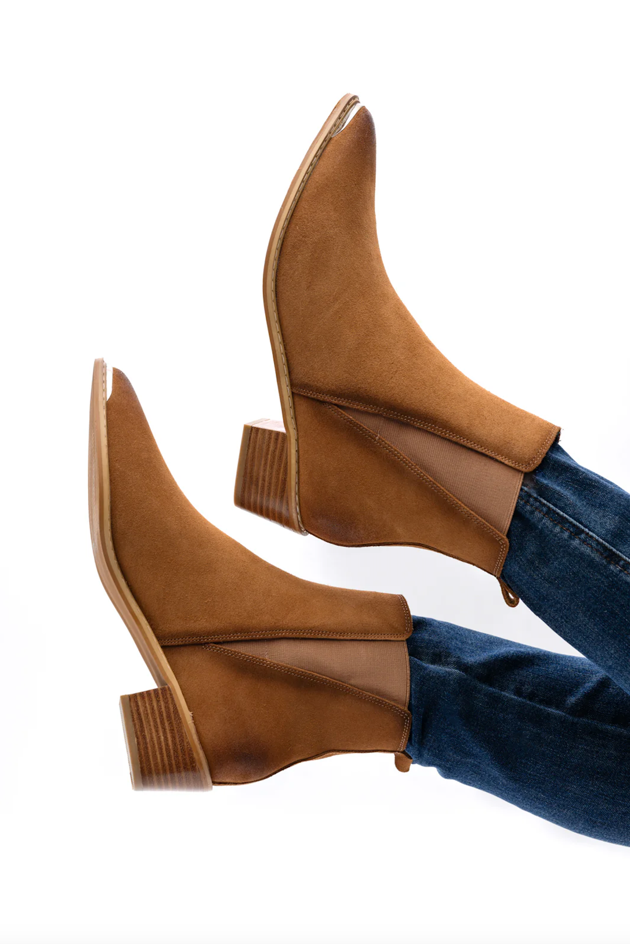 Wylie Suede Ankle Boot in Tan MadreForte LLC