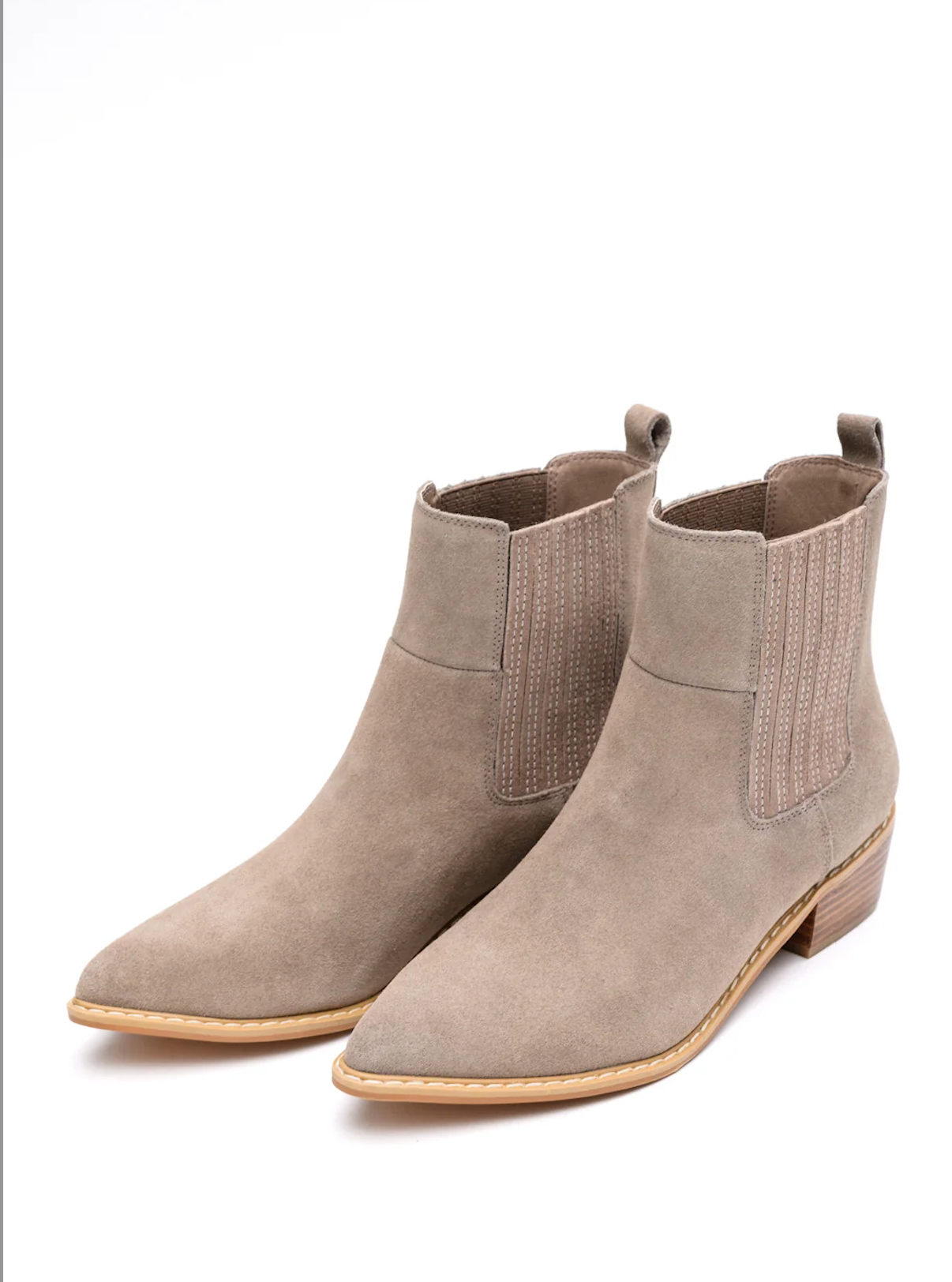 Leonor Suede Ankle Boot in Taupe MadreForte LLC