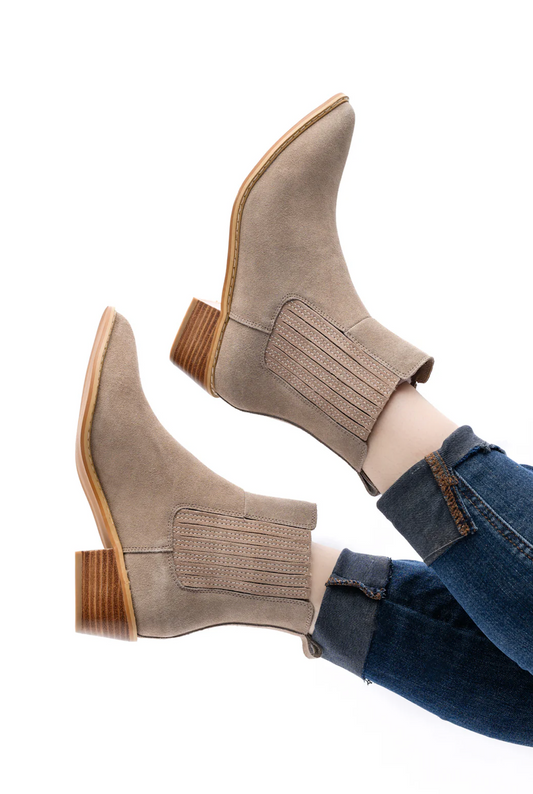 Leonor Suede Ankle Boot in Taupe MadreForte LLC