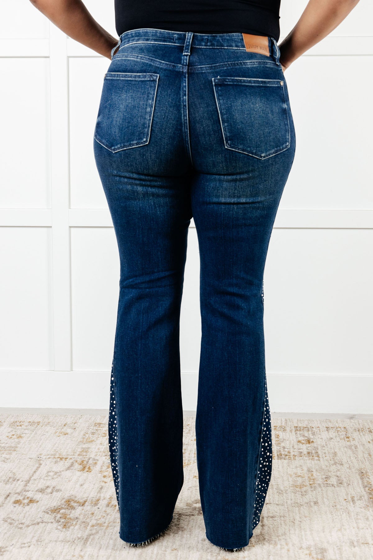 Shannon Mid Rise Rhinestone Detail Flare Jeans MadreForte LLC