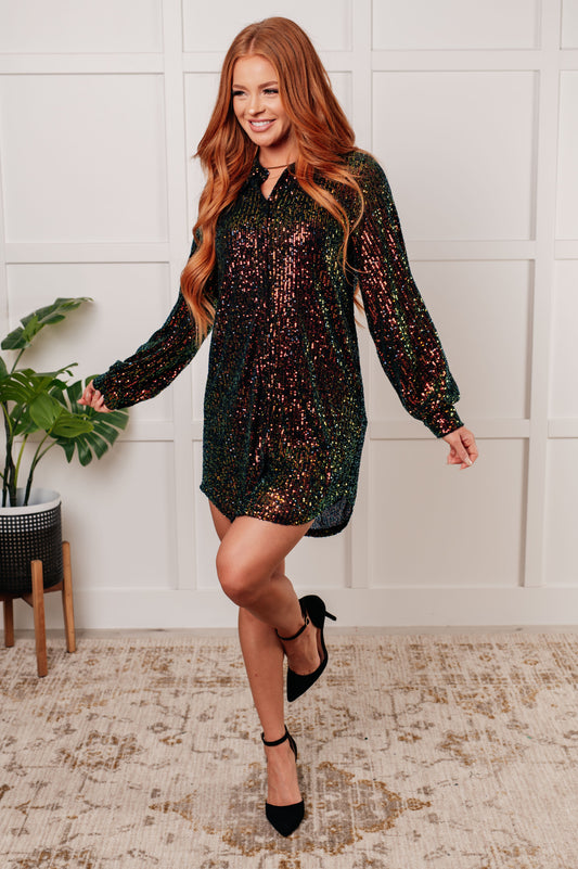 Shimmering Splendor Sequin Shirt Dress MadreForte LLC