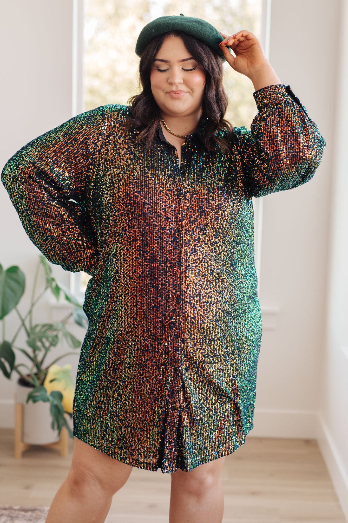 Shimmering Splendor Sequin Shirt Dress MadreForte LLC