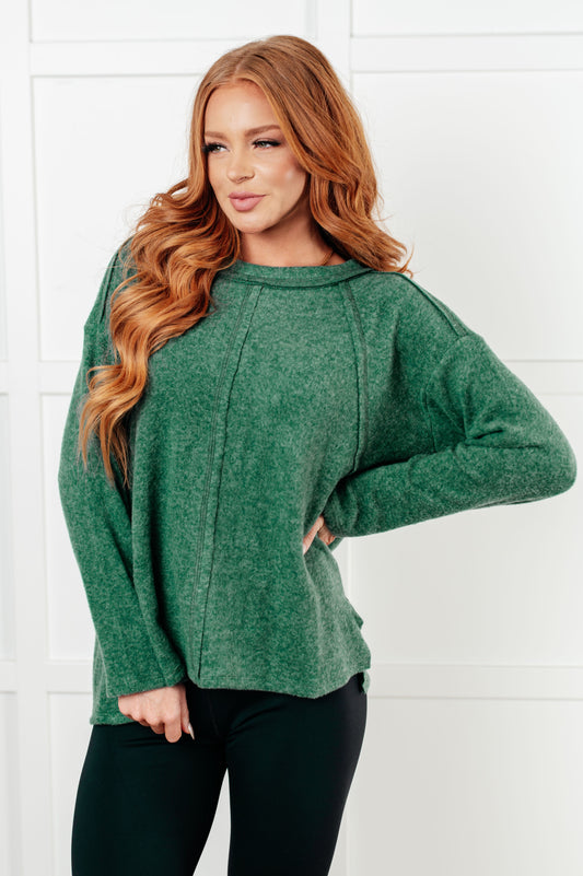 Simple Silhouette Brushed Hacci Sweater in Dark Green MadreForte LLC