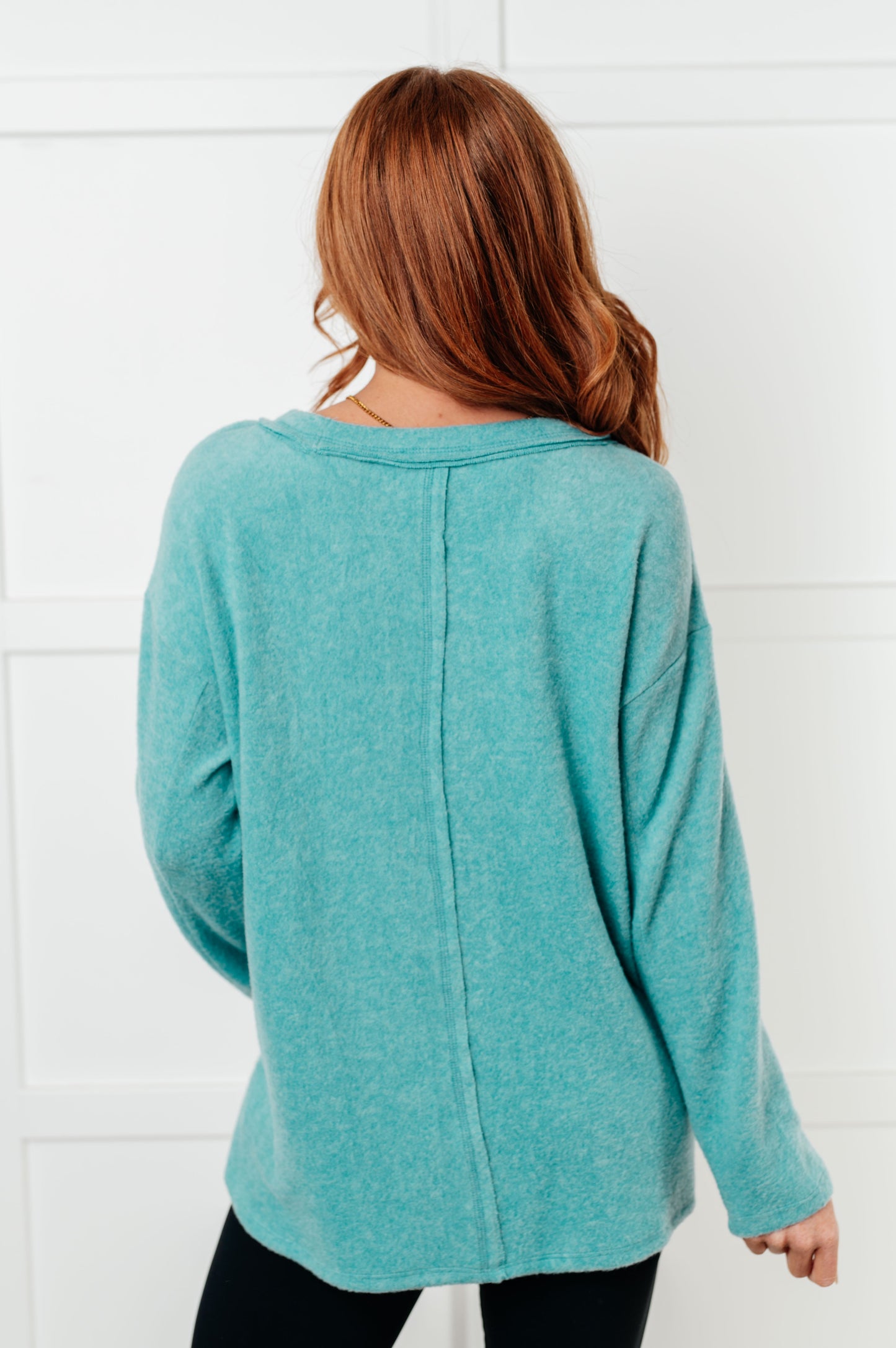 Simple Silhouette Brushed Hacci Sweater in Dusty Teal MadreForte LLC