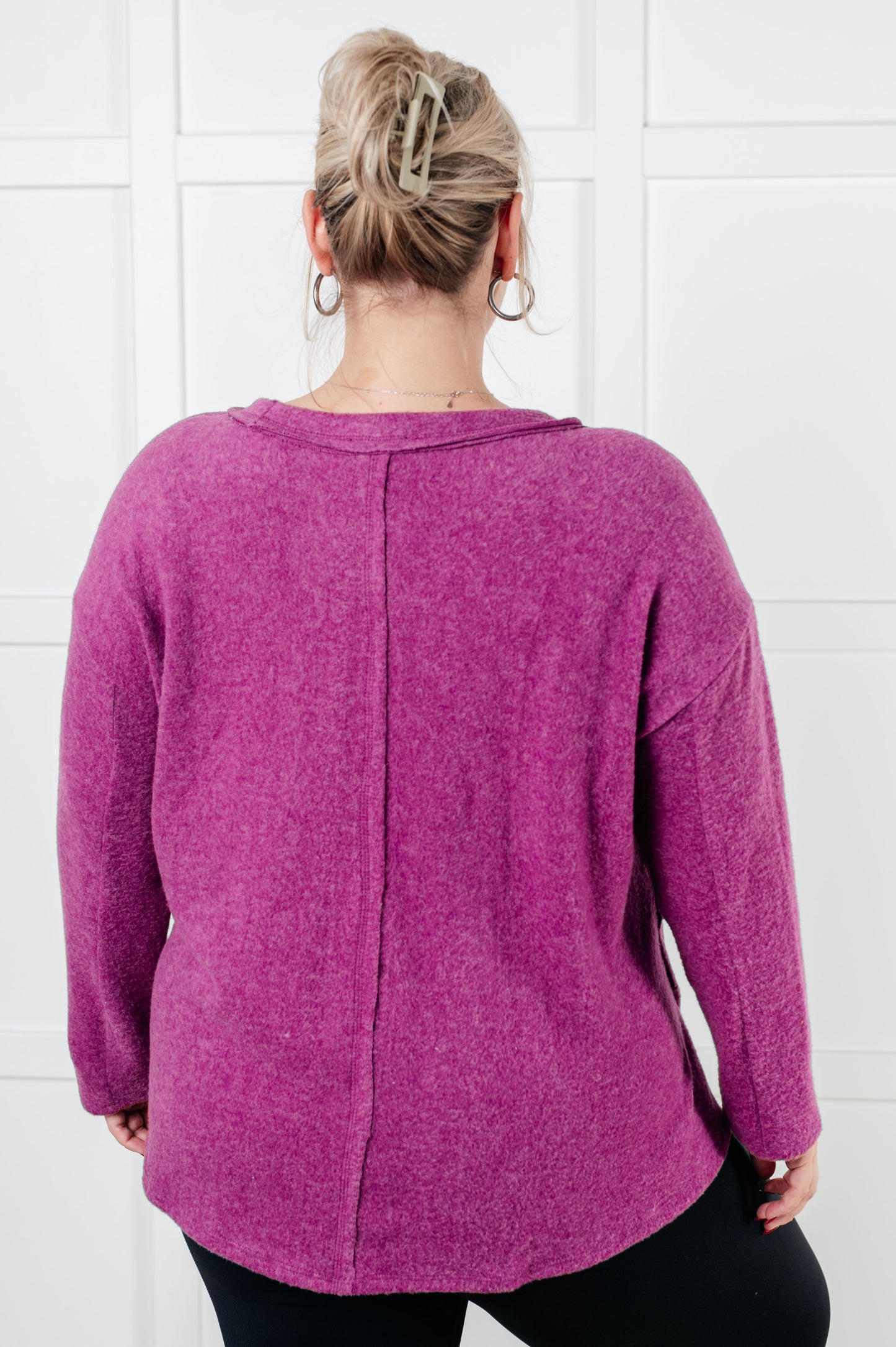 Simple Silhouette Brushed Hacci Sweater in Light Plum MadreForte LLC