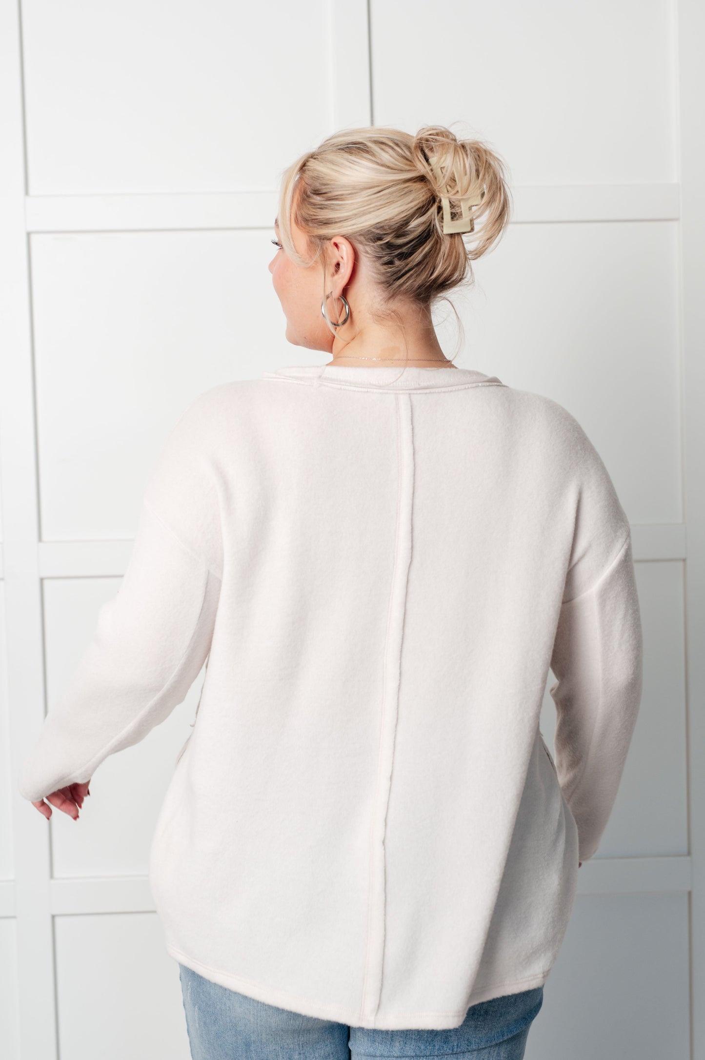 Simple Silhouette Brushed Hacci Sweater in Sand Beige MadreForte LLC