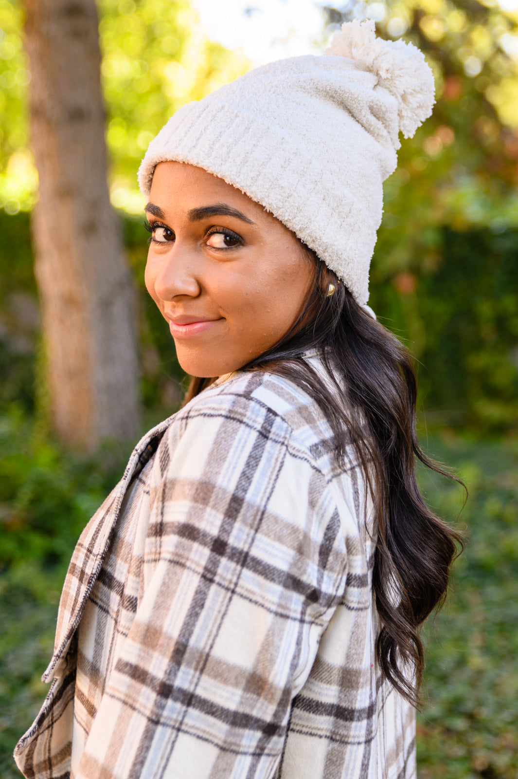 Slouchy Boucle Pom Beanie In Ivory MadreForte LLC