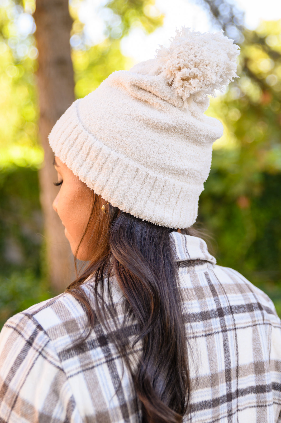 Slouchy Boucle Pom Beanie In Ivory MadreForte LLC