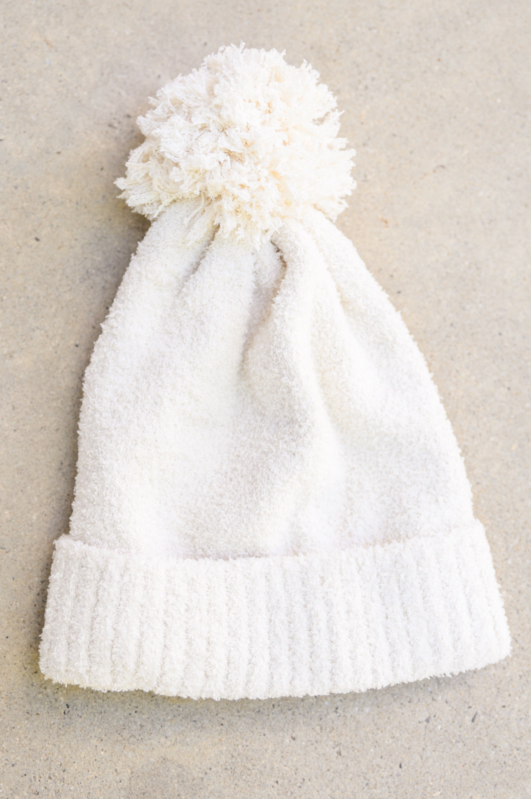 Slouchy Boucle Pom Beanie In Ivory MadreForte LLC