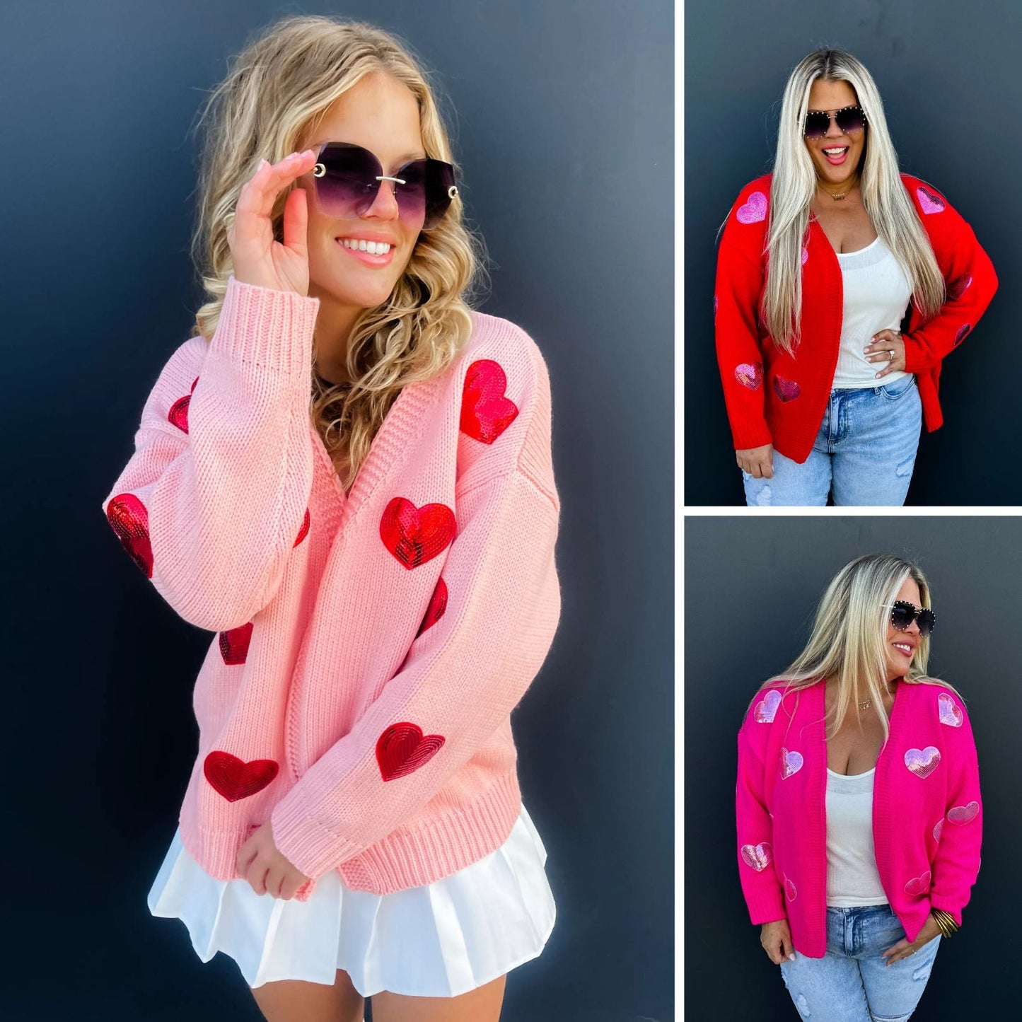 PREORDER: Be Mine Sequin Heart Cardigan in Three Colors MadreForte LLC