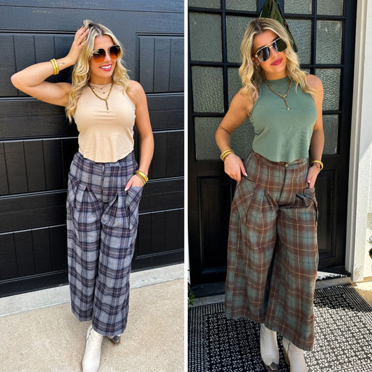 PREORDER: Cayla Crop Plaid Pants in Two Colors MadreForte LLC