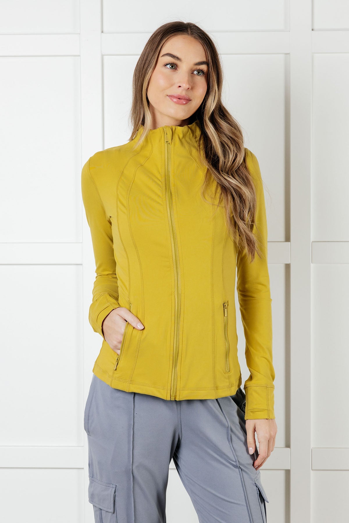 Staying Swift Activewear Jacket in Yellow Pear MadreForte LLC