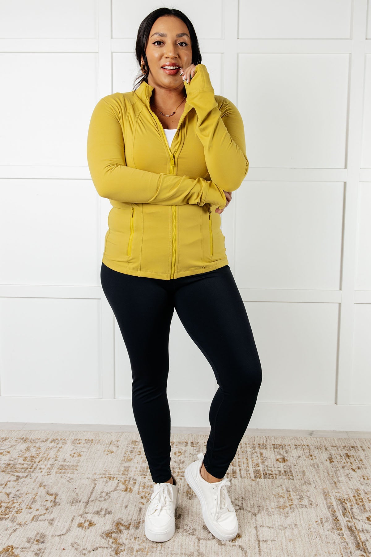 Staying Swift Activewear Jacket in Yellow Pear MadreForte LLC