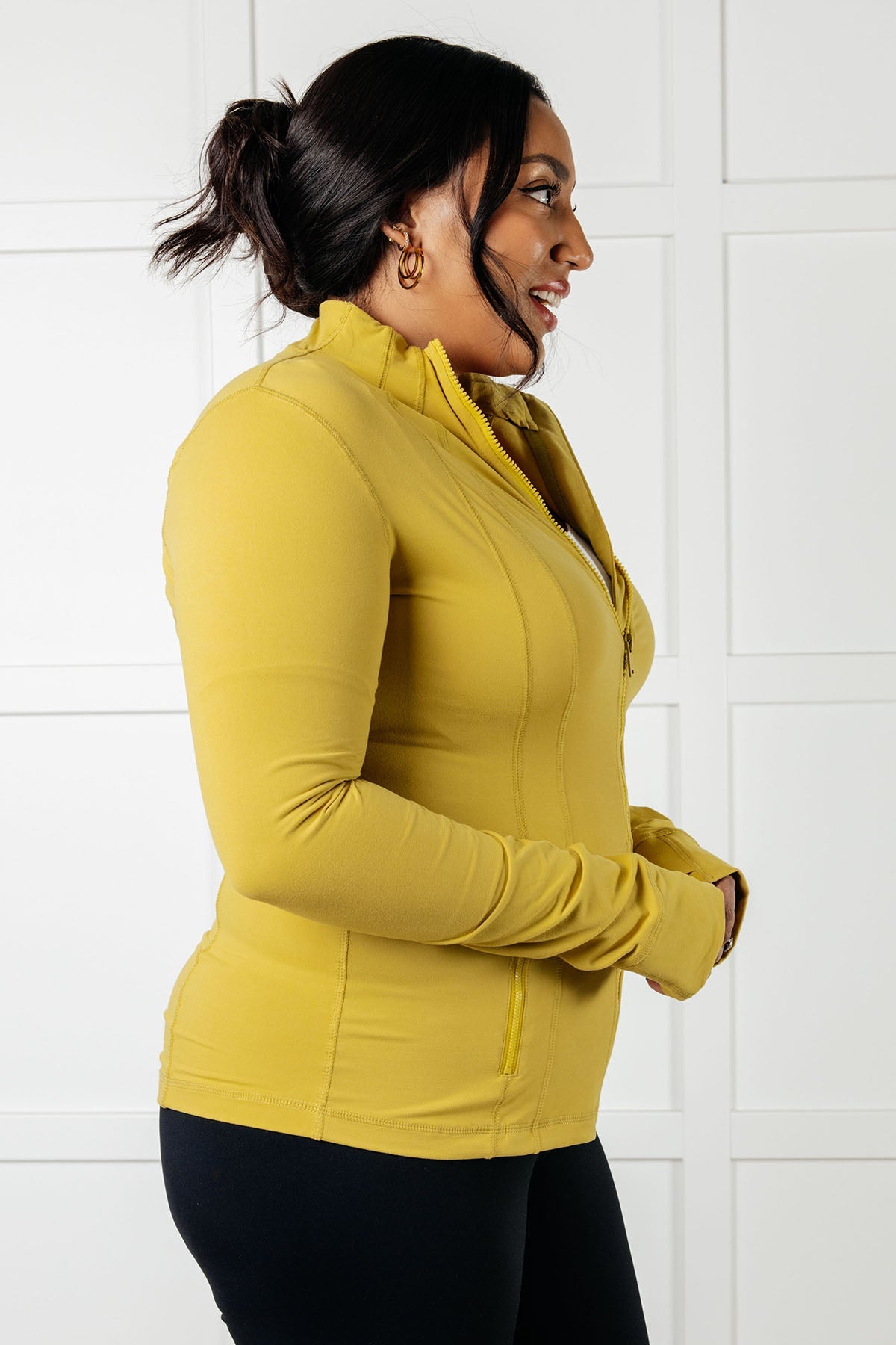 Staying Swift Activewear Jacket in Yellow Pear MadreForte LLC