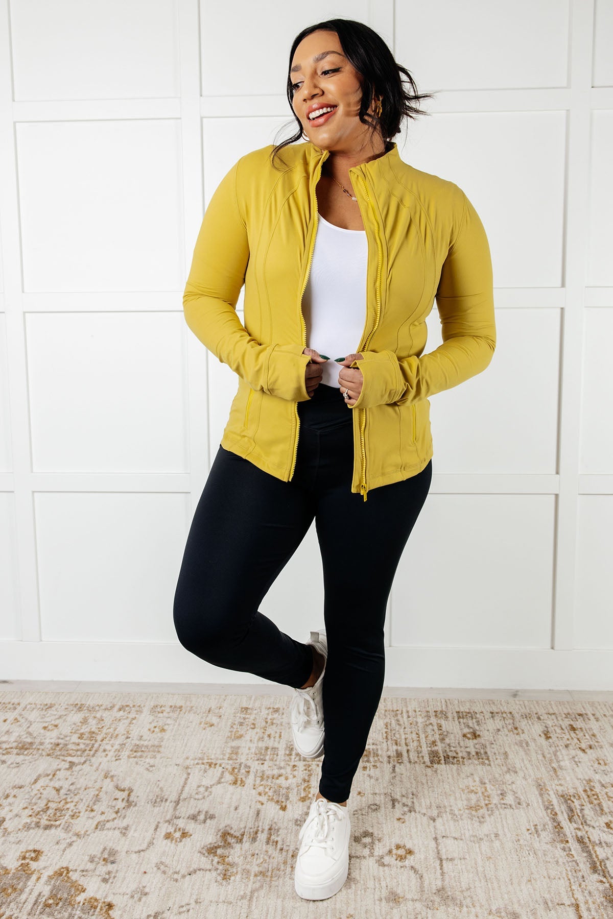 Staying Swift Activewear Jacket in Yellow Pear MadreForte LLC