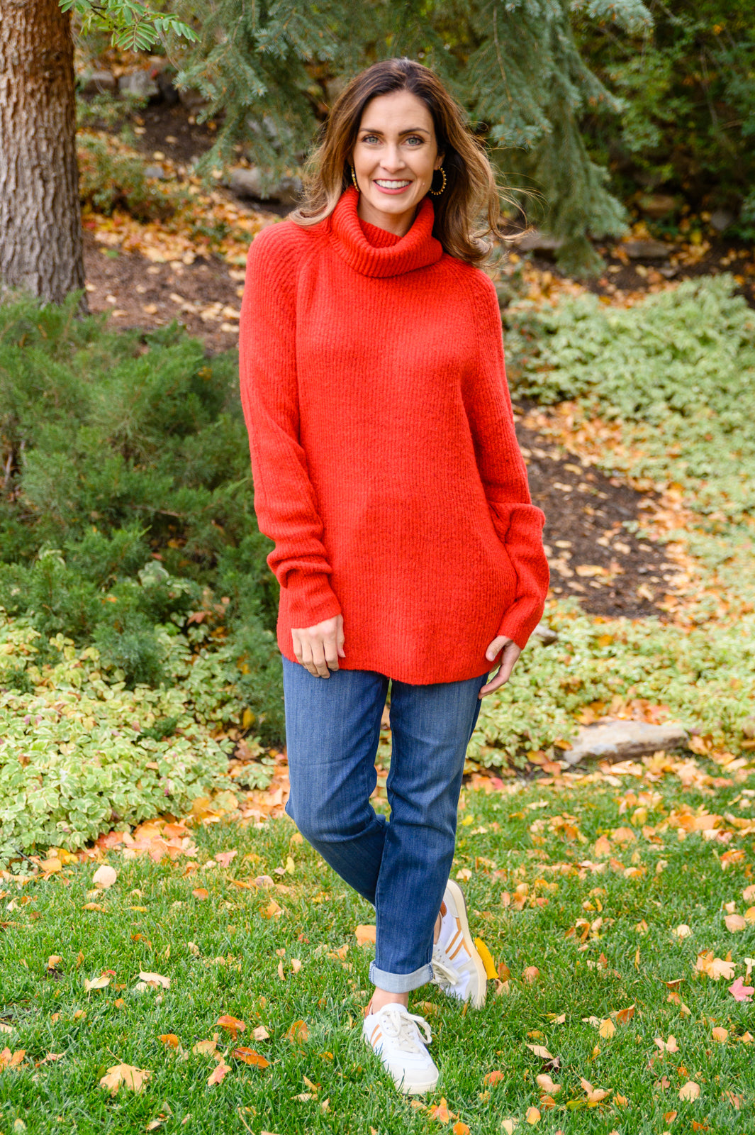 Steady Pace Roll Neck Sweater In Red MadreForte LLC