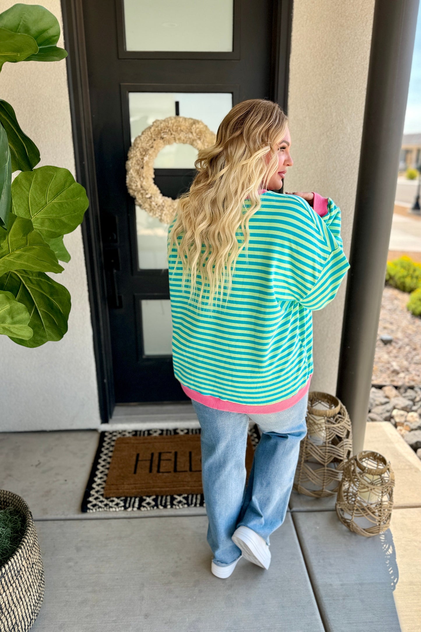 PREORDER: Best Selling Larson Contrast Pullover in Green/Blue MadreForte LLC