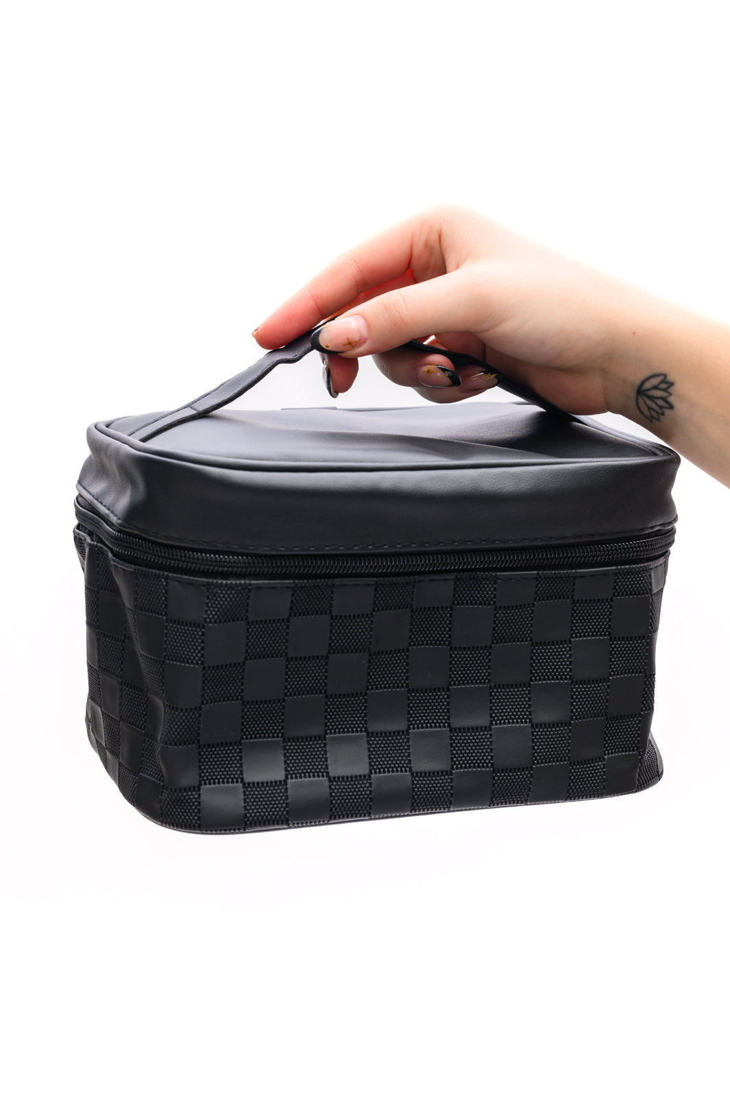 Subtly Checked Cosmetic Bags set of 4 in Black MadreForte LLC