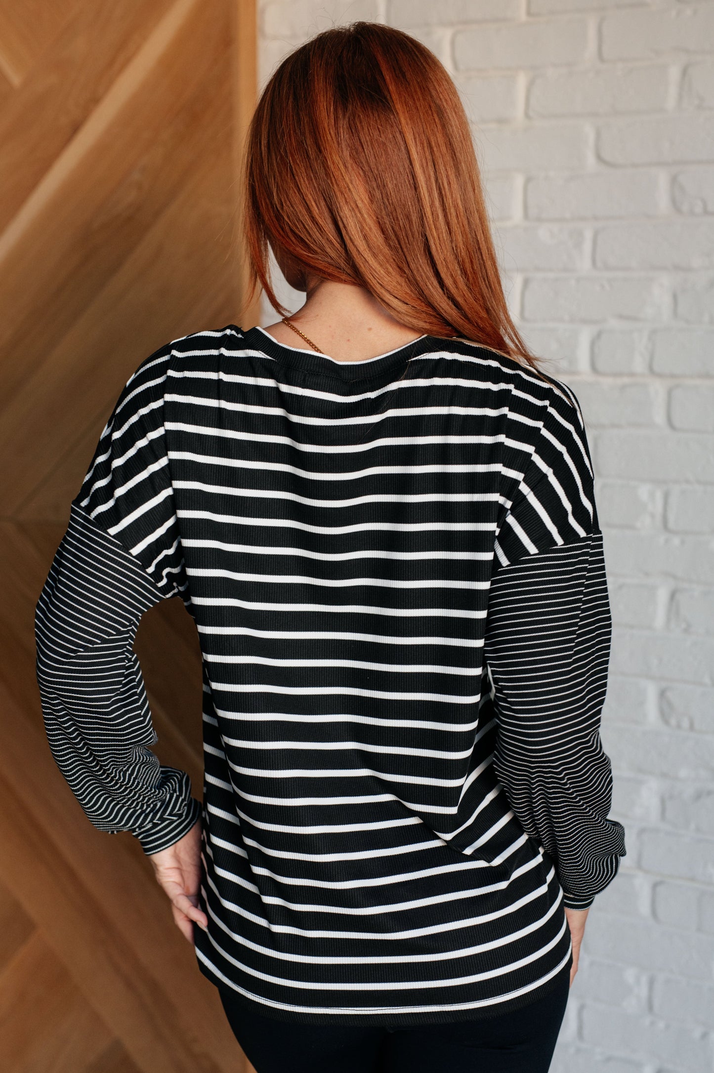 Super Clever Patchwork Striped Top in Black MadreForte LLC