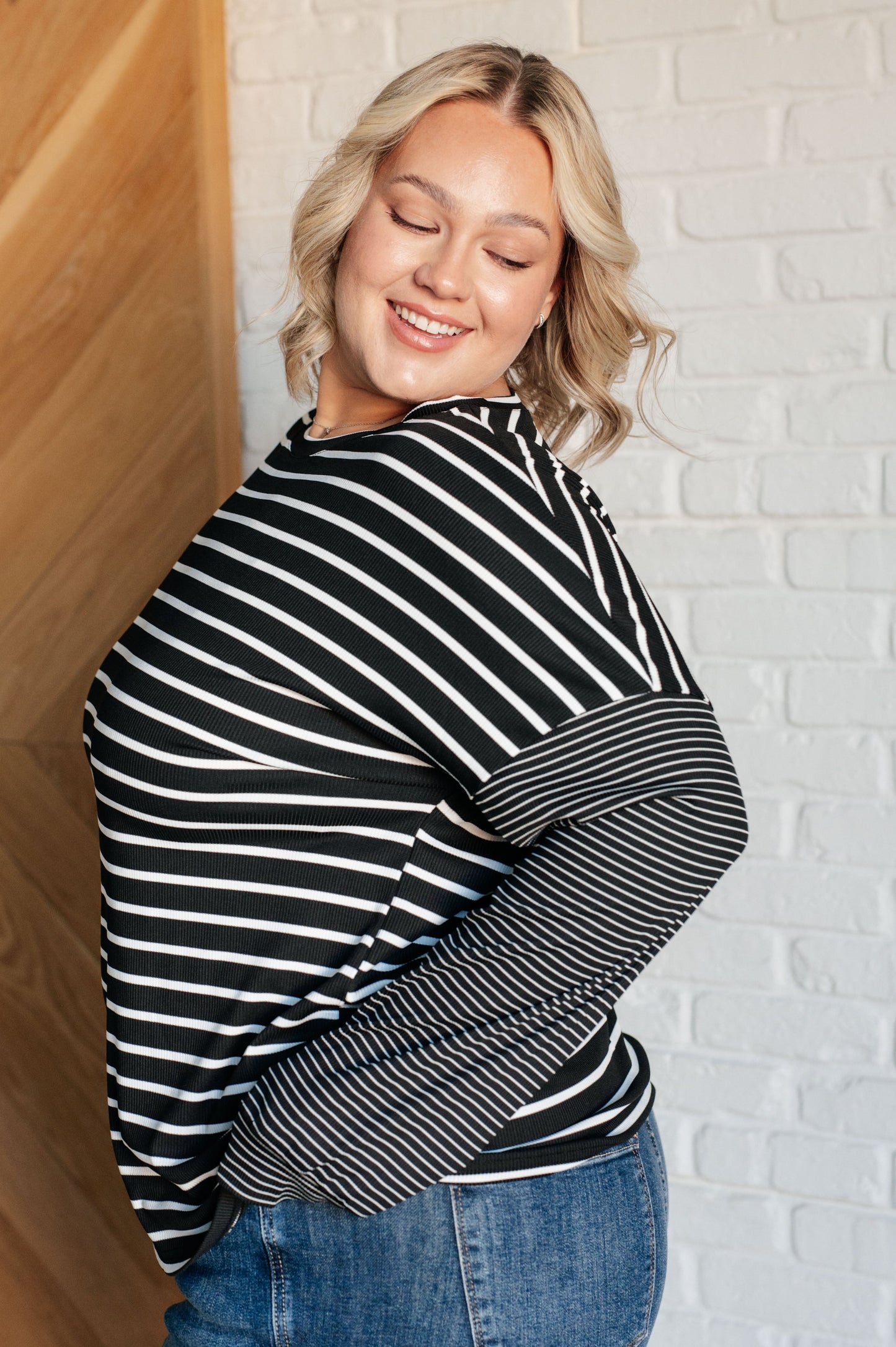 Super Clever Patchwork Striped Top in Black MadreForte LLC