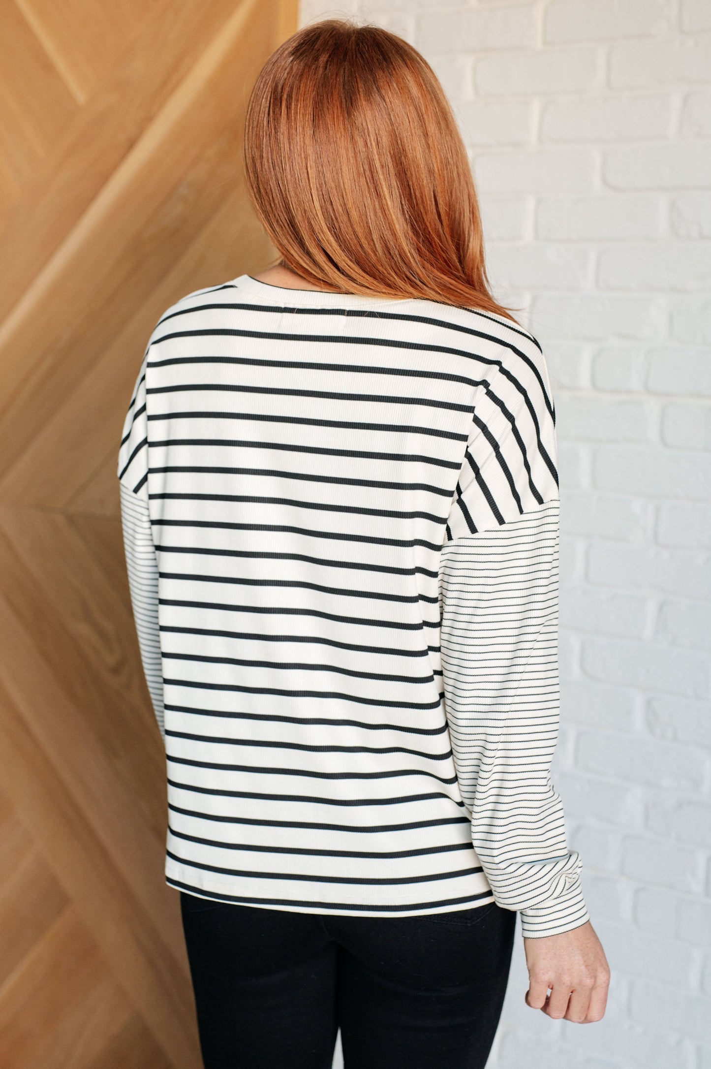 Super Clever Patchwork Striped Top in Ivory MadreForte LLC