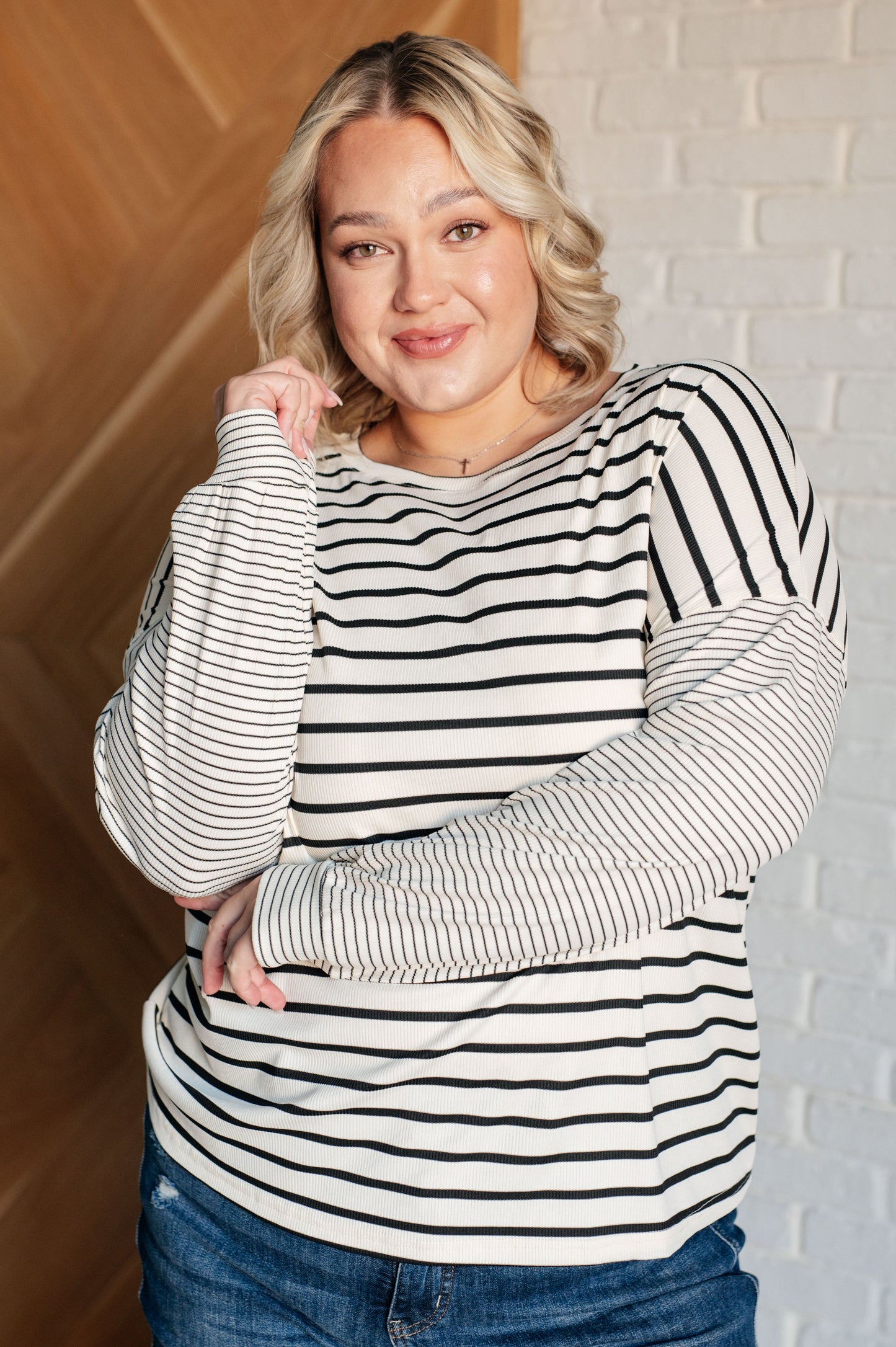 Super Clever Patchwork Striped Top in Ivory MadreForte LLC