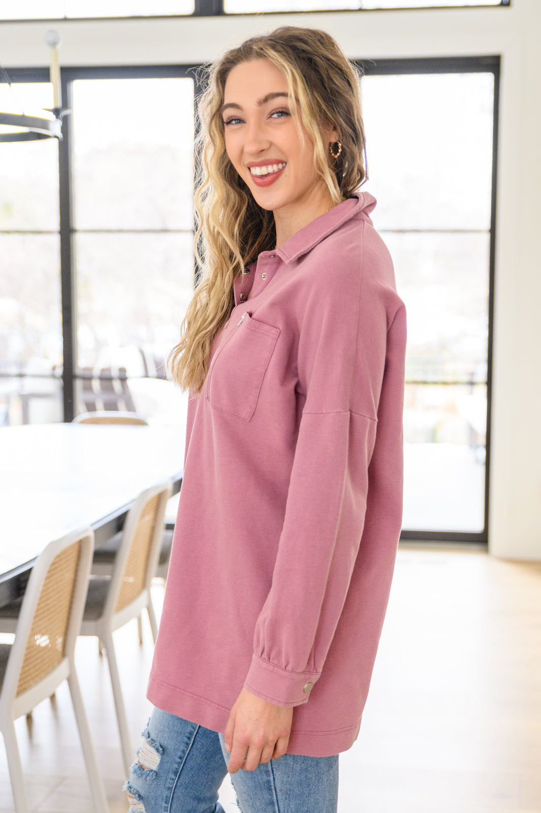 Sweet Crush Collar Pullover in Mauve MadreForte LLC