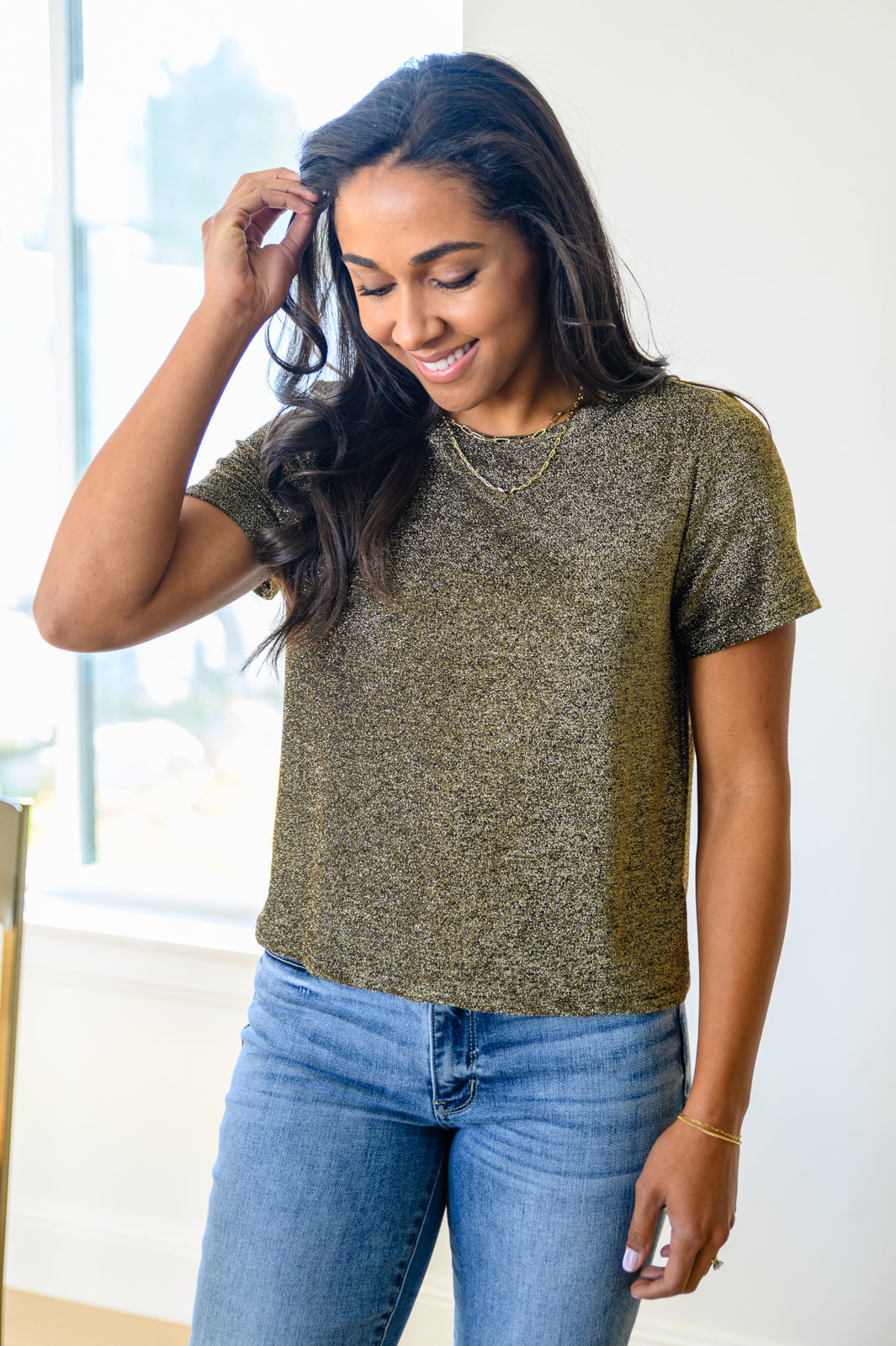 Sweetly Twinkle Short Sleeve Knit Top In Black MadreForte LLC