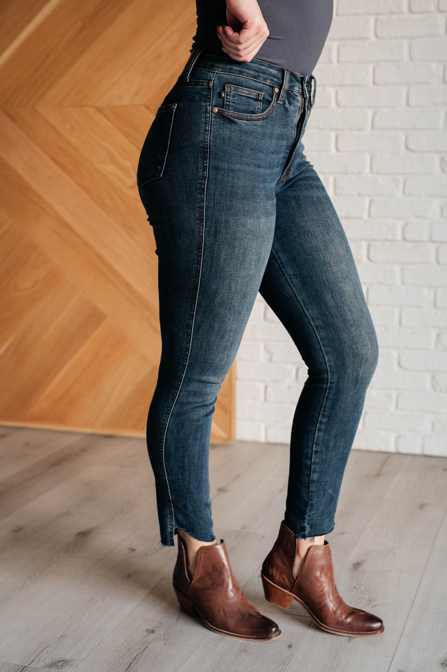 Tessa High Rise Control Top Step Hem Skinny Jeans MadreForte LLC