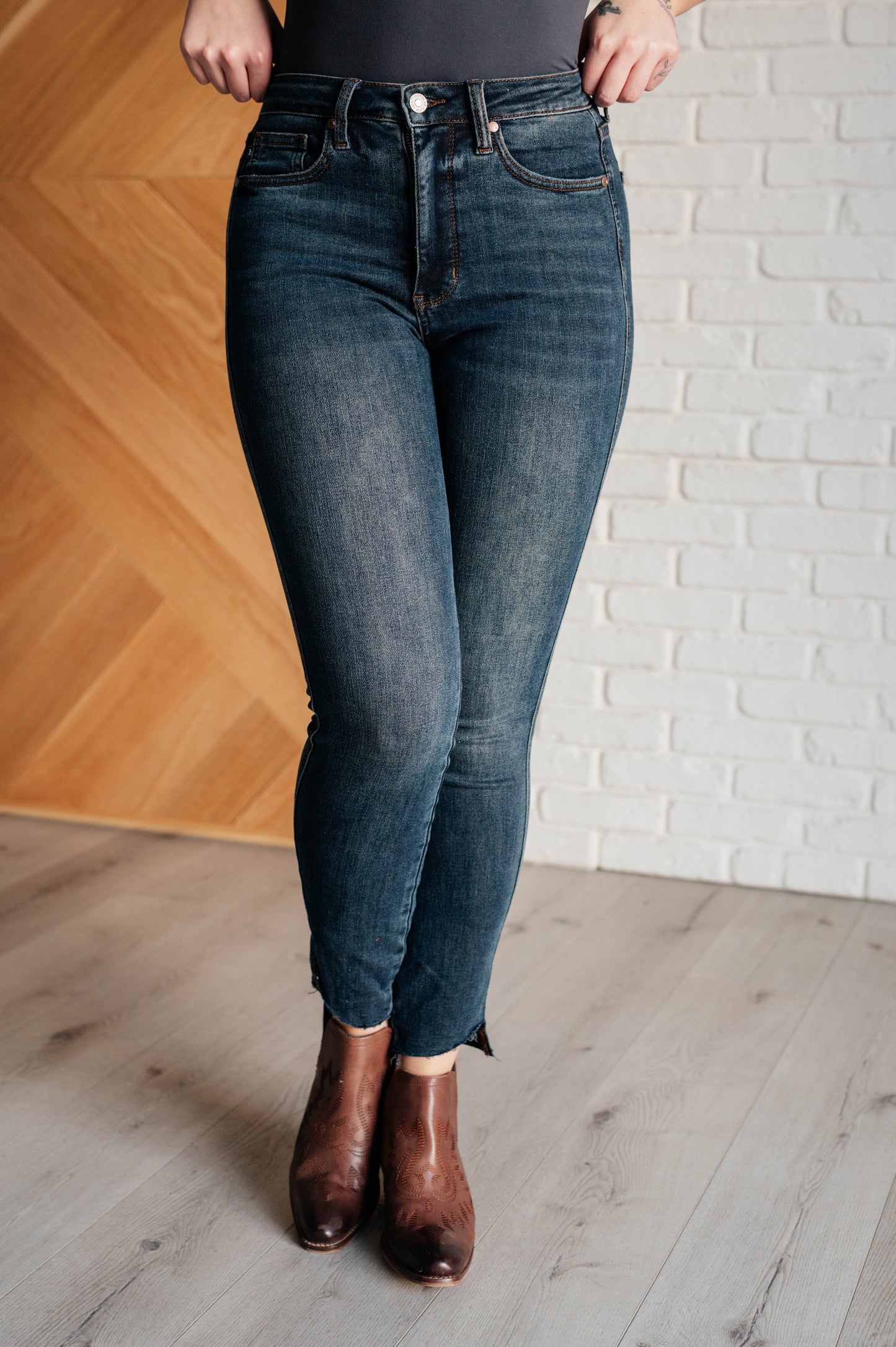 Tessa High Rise Control Top Step Hem Skinny Jeans MadreForte LLC