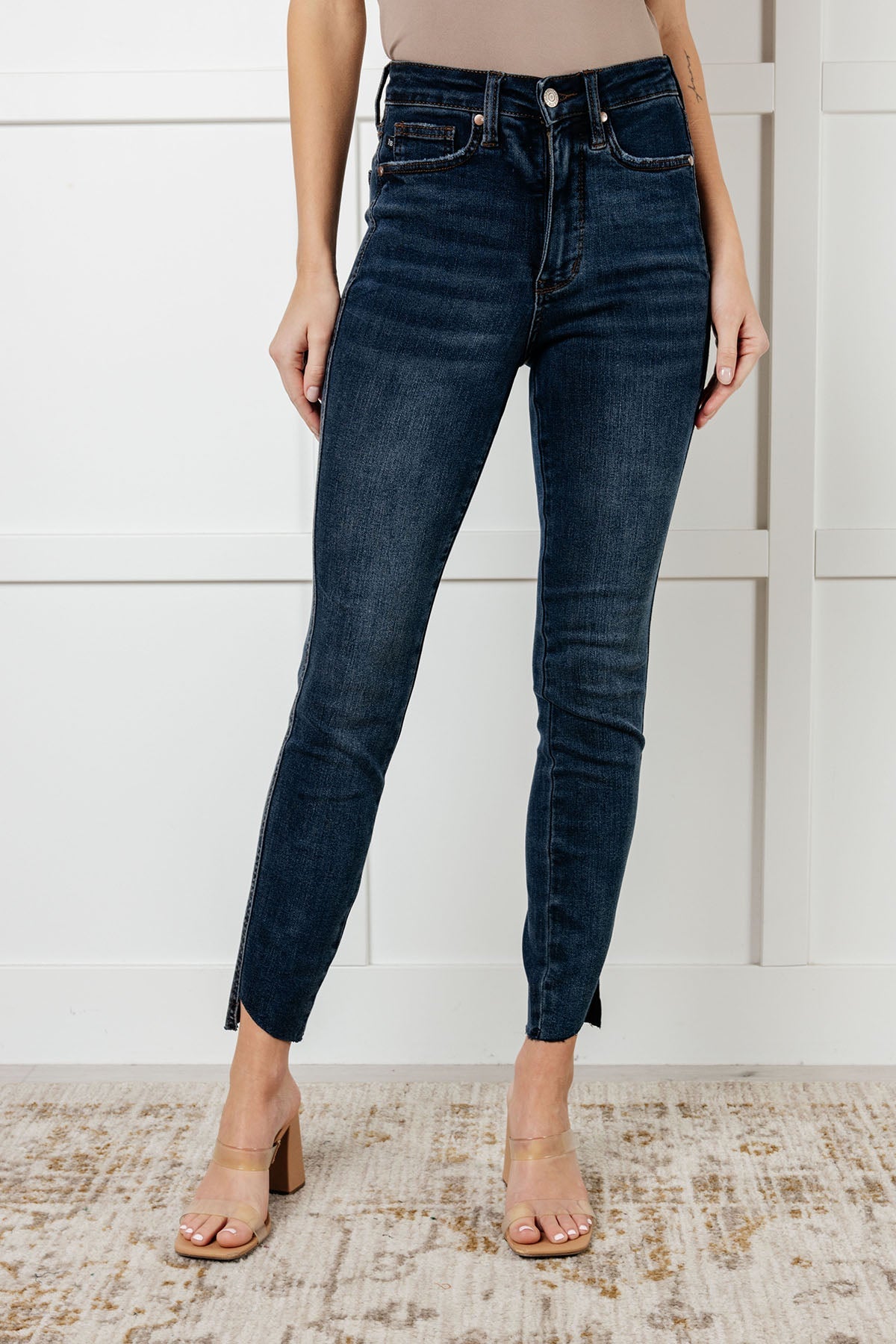 Tessa High Rise Control Top Step Hem Skinny Jeans MadreForte LLC