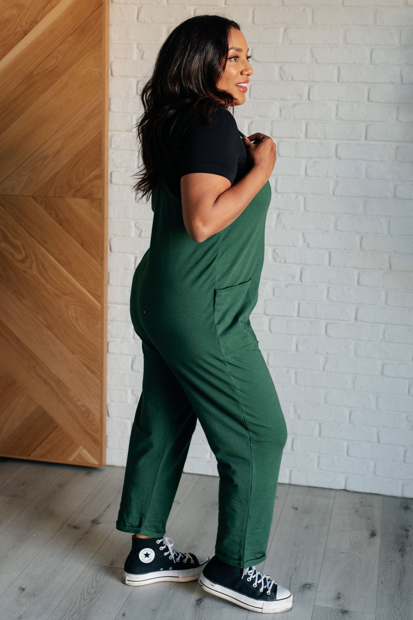 Totally Me Spaghetti Strap Jumpsuit in Dark Green MadreForte LLC