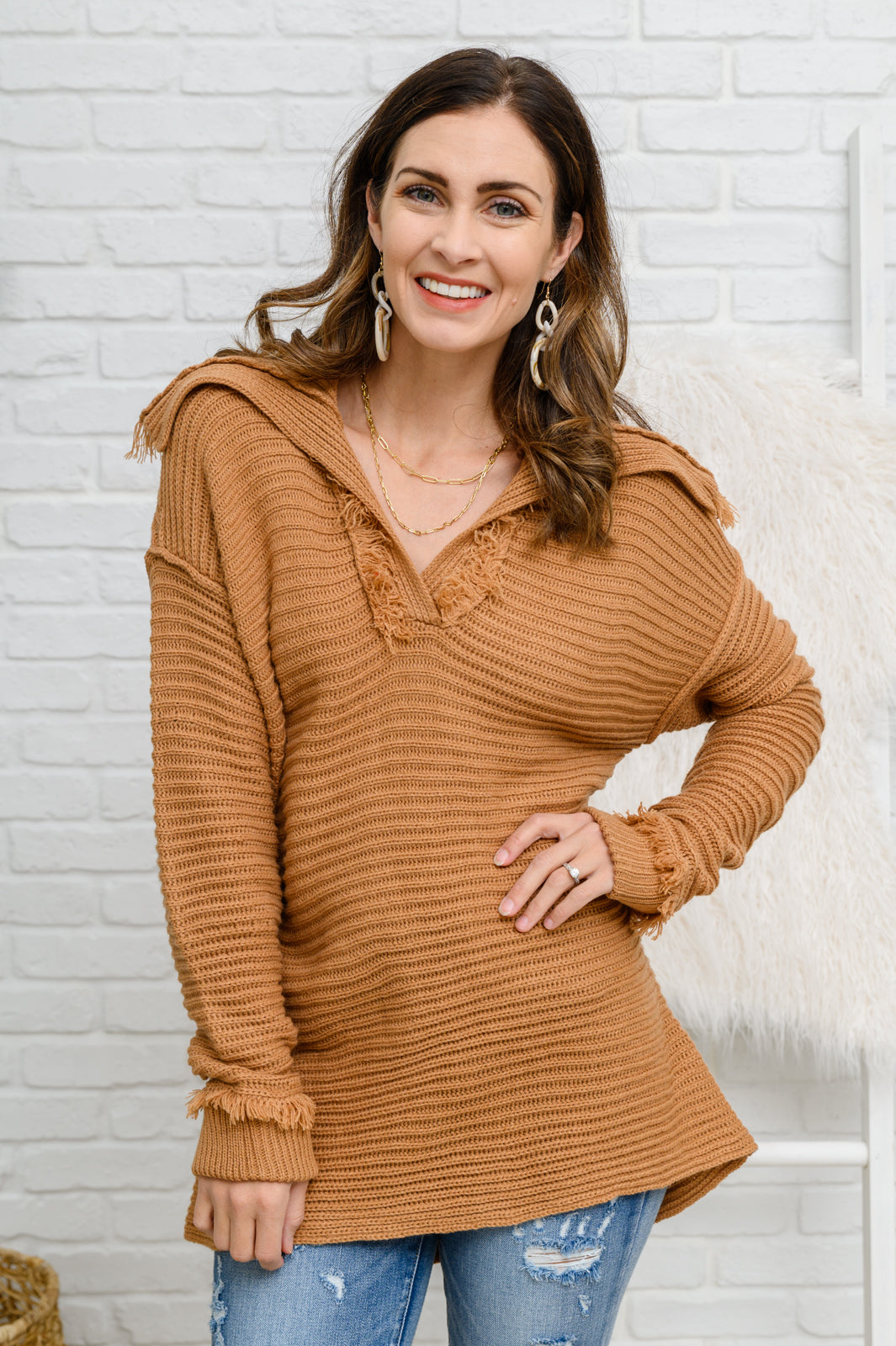 Travel Far & Wide Sweater in Taupe MadreForte LLC