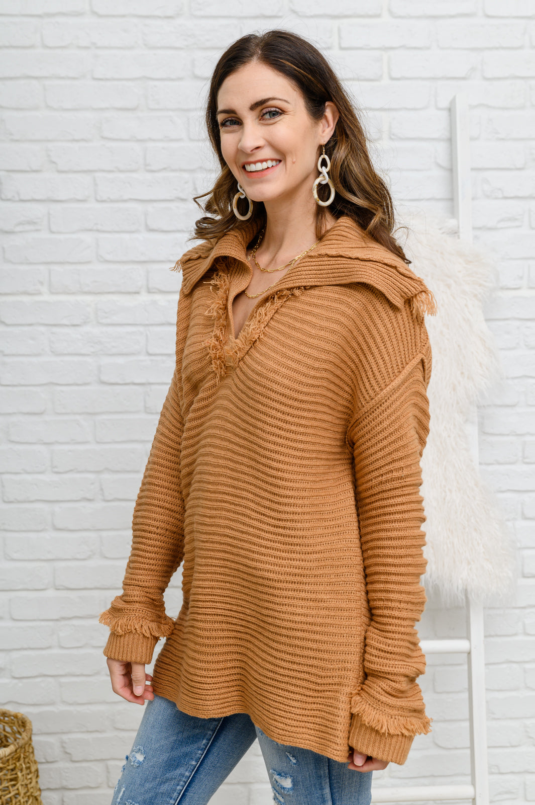 Travel Far & Wide Sweater in Taupe MadreForte LLC