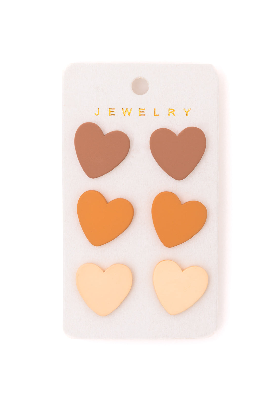 Triple Hearts Studs in Brown MadreForte LLC