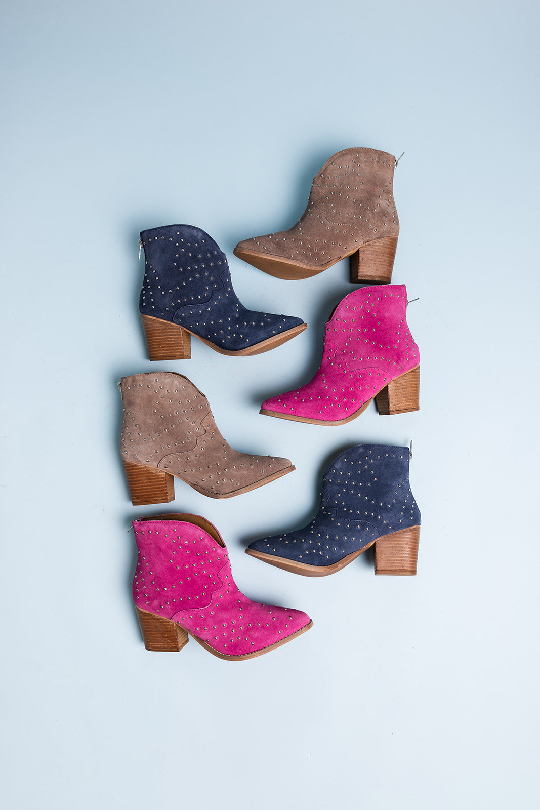 Twilight Studded Heeled Ankle Boot in Denim MadreForte LLC