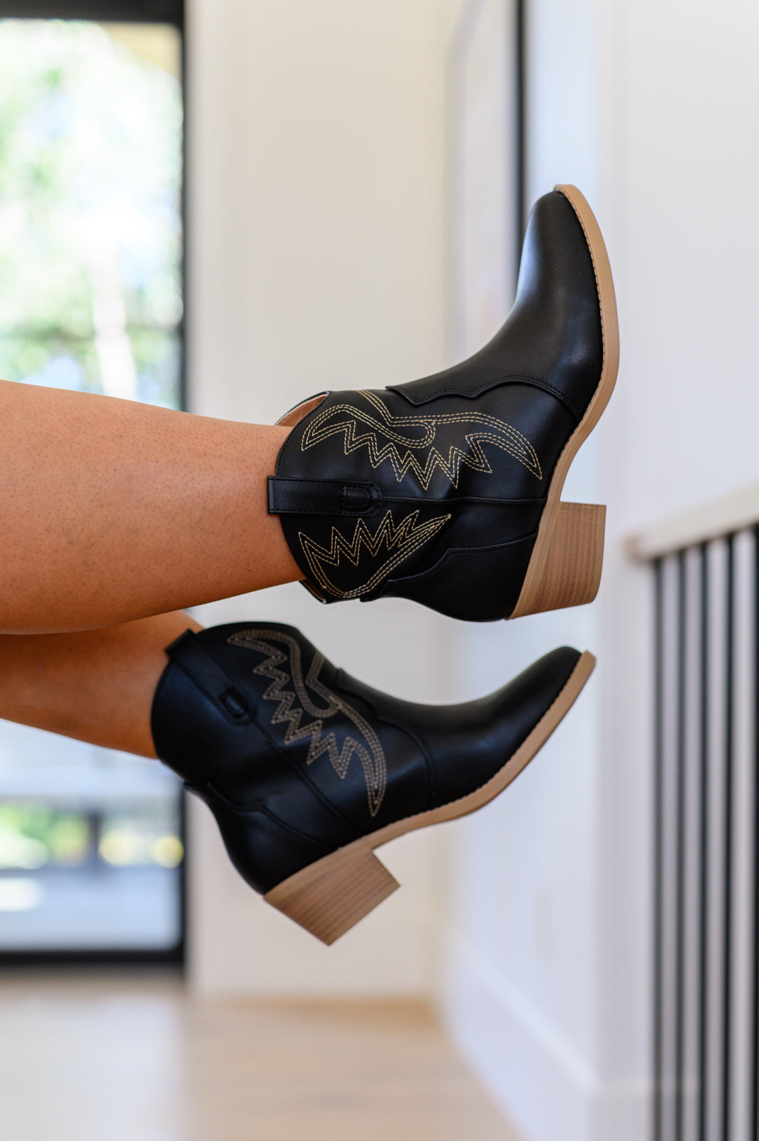 Two Step Western Bootie in Black MadreForte LLC