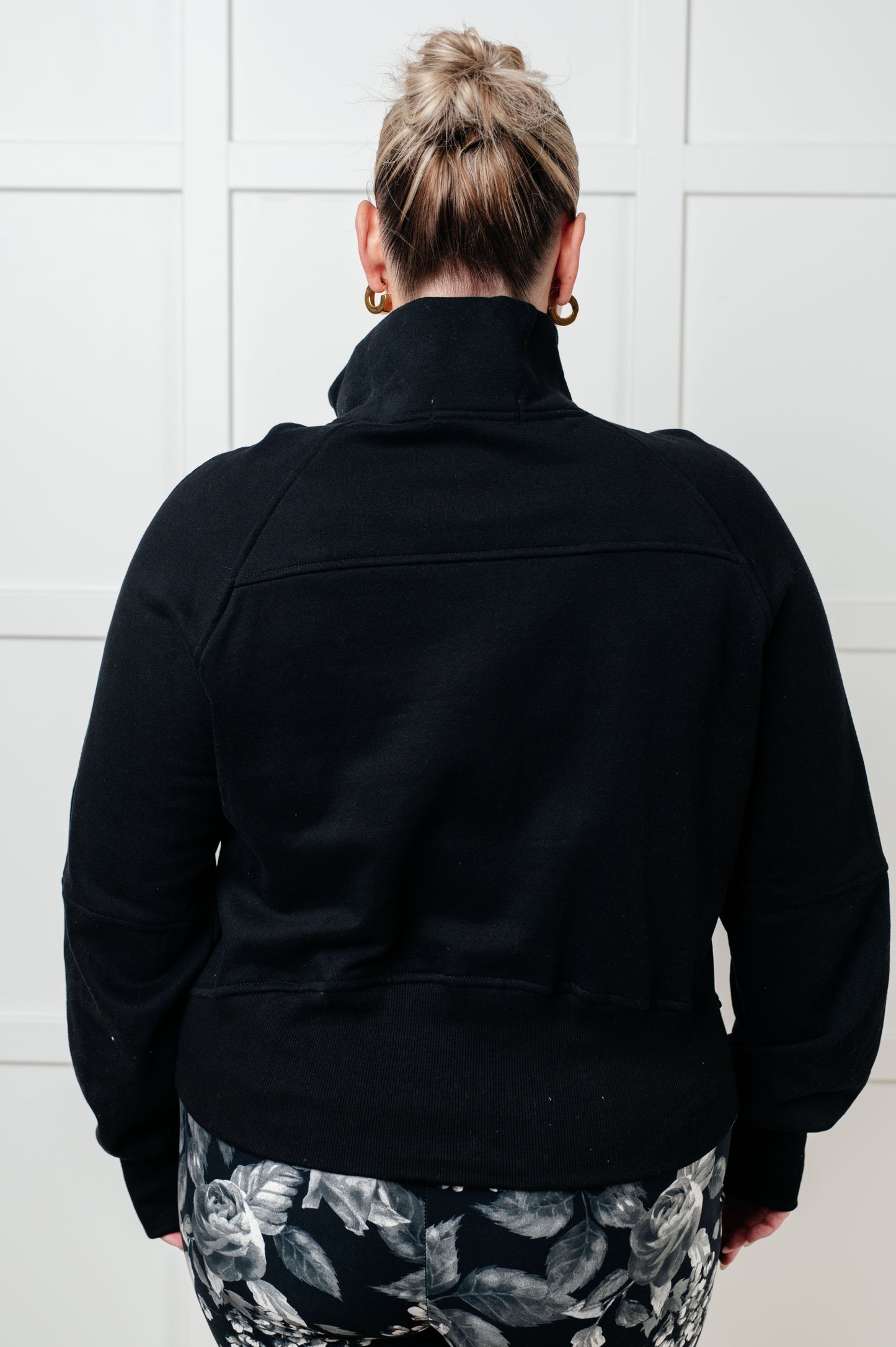 Under Her Spell Half Zip Pullover in Black MadreForte LLC