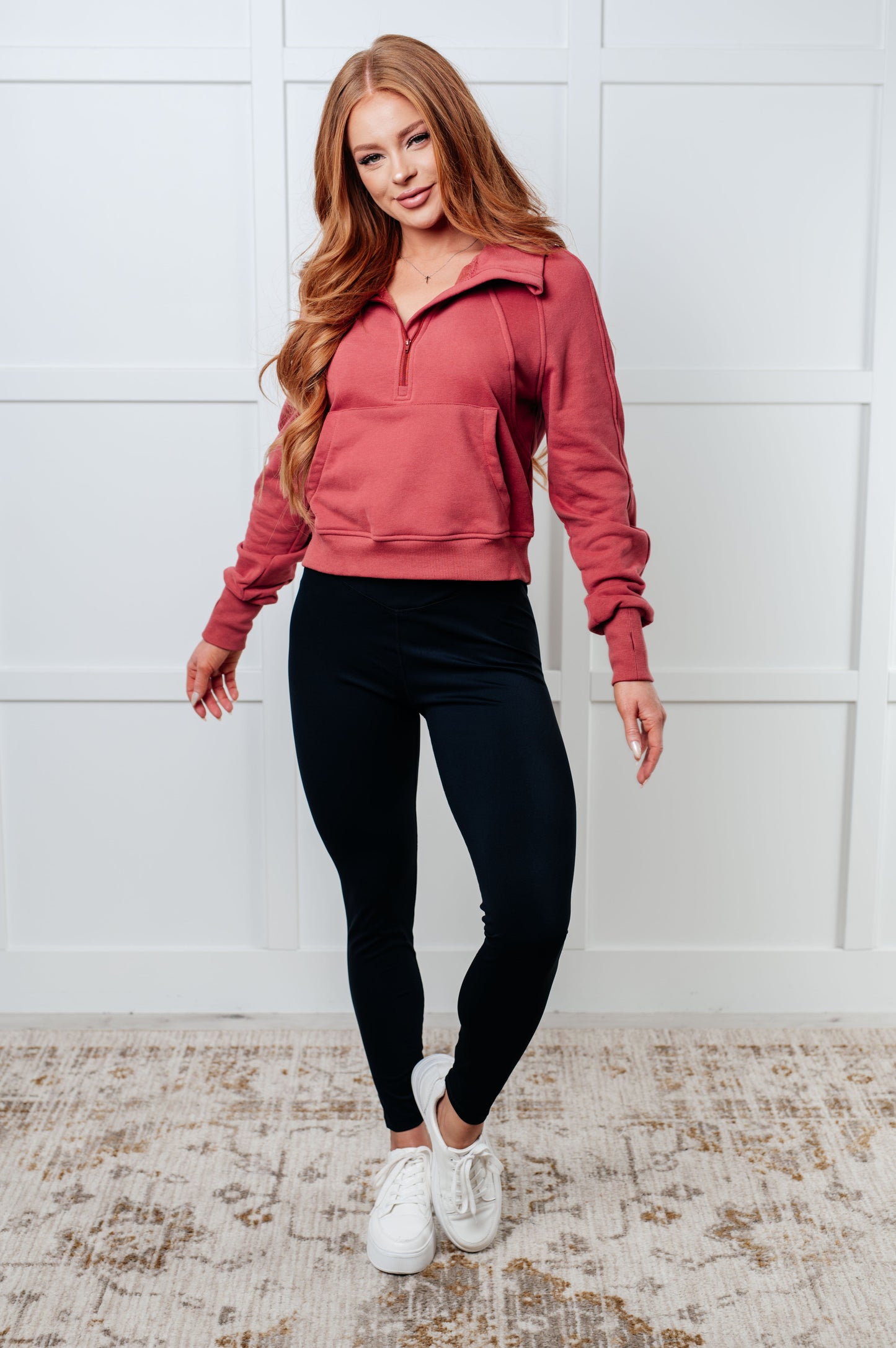 Under Her Spell Half Zip Pullover in Mauve MadreForte LLC