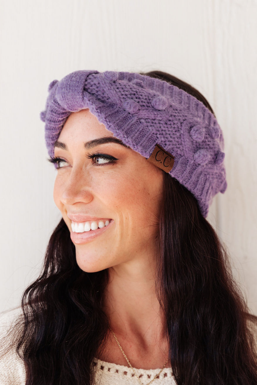 Pom Knit Head Wrap In Periwinkle MadreForte LLC