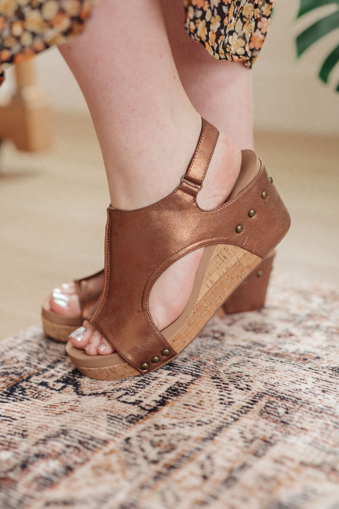 Walk This Way Wedge Sandals in Antique Bronze MadreForte LLC