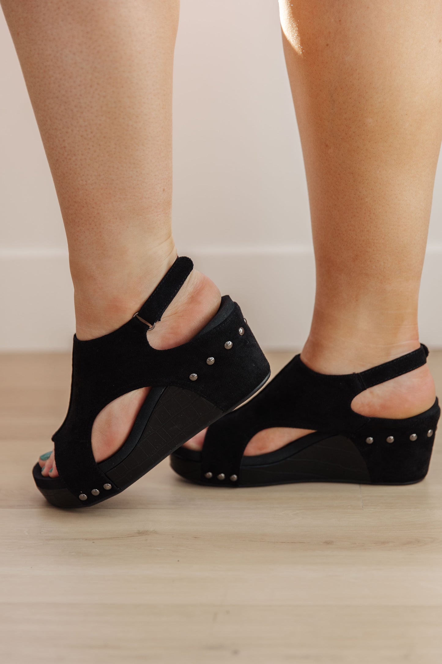 Walk This Way Wedge Sandals in Black Suede MadreForte LLC