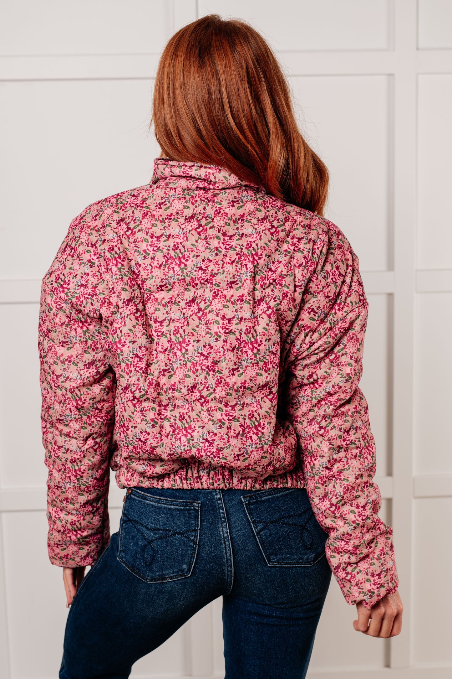 Wish Me Well Floral Printed Puffer Jacket in Rose Multi MadreForte LLC