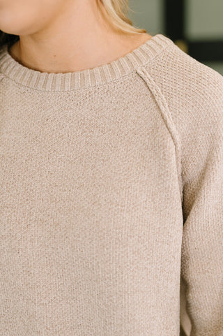 Words Of Wisdom Raglan Sleeve Sweater in Mocha