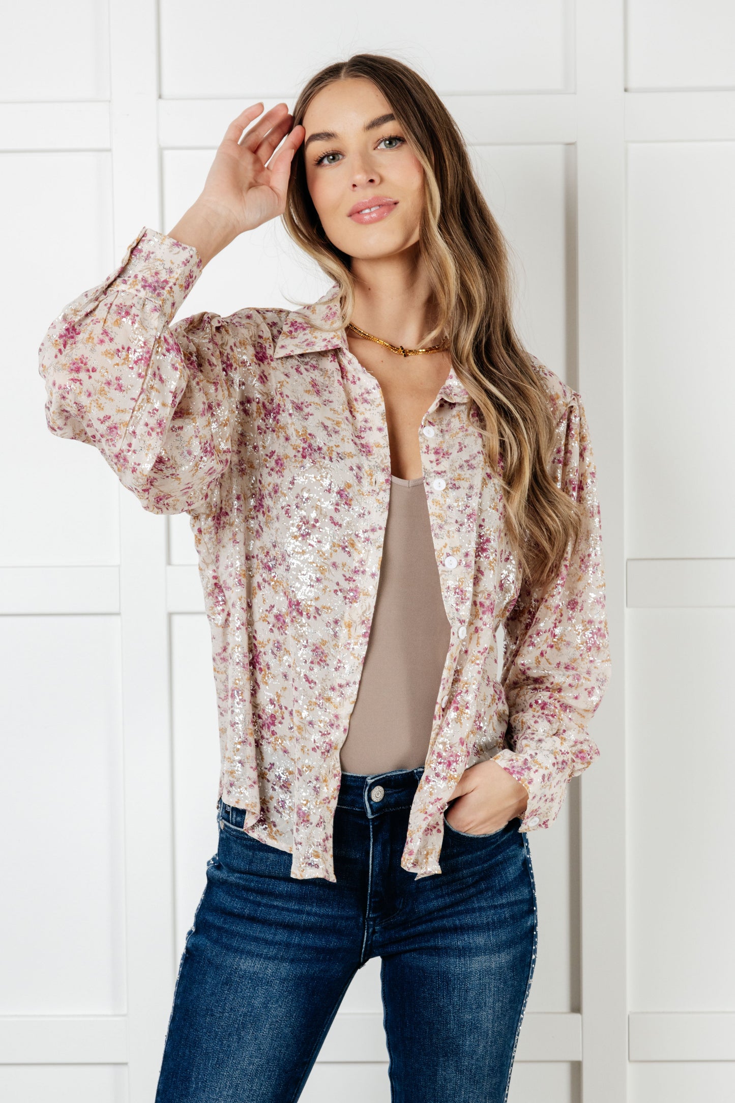 You and I Connect Floral Button Up Blouse MadreForte LLC