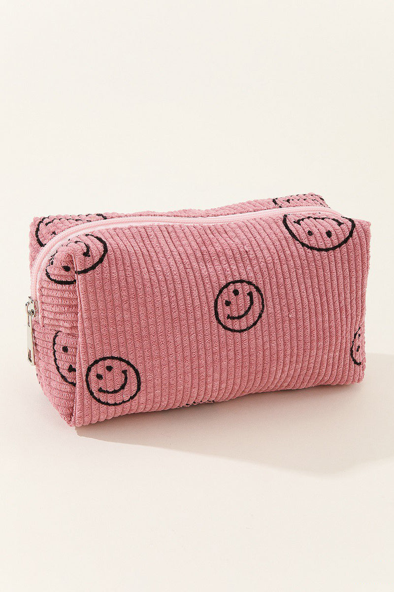 Zenana Smiley Face Corduroy Cosmetic Pouch MadreForte LLC