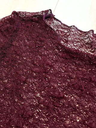 Luxe lace Floral texture long sleeve sheer top