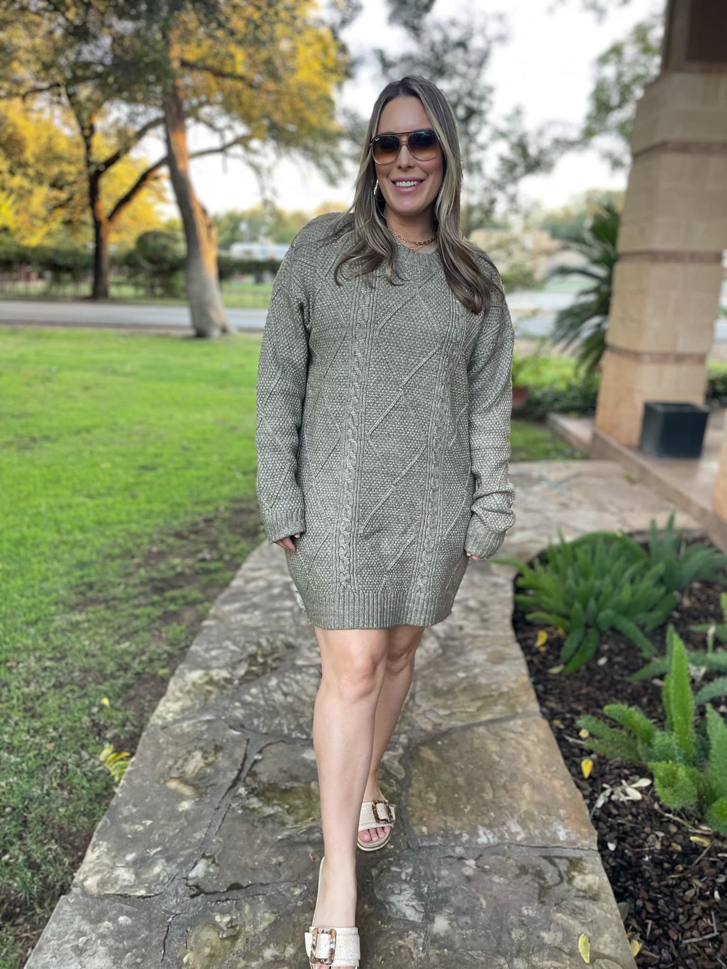 PREORDER: So Delightful Cable Knit Sweater Dress in Four Colors MadreForte LLC